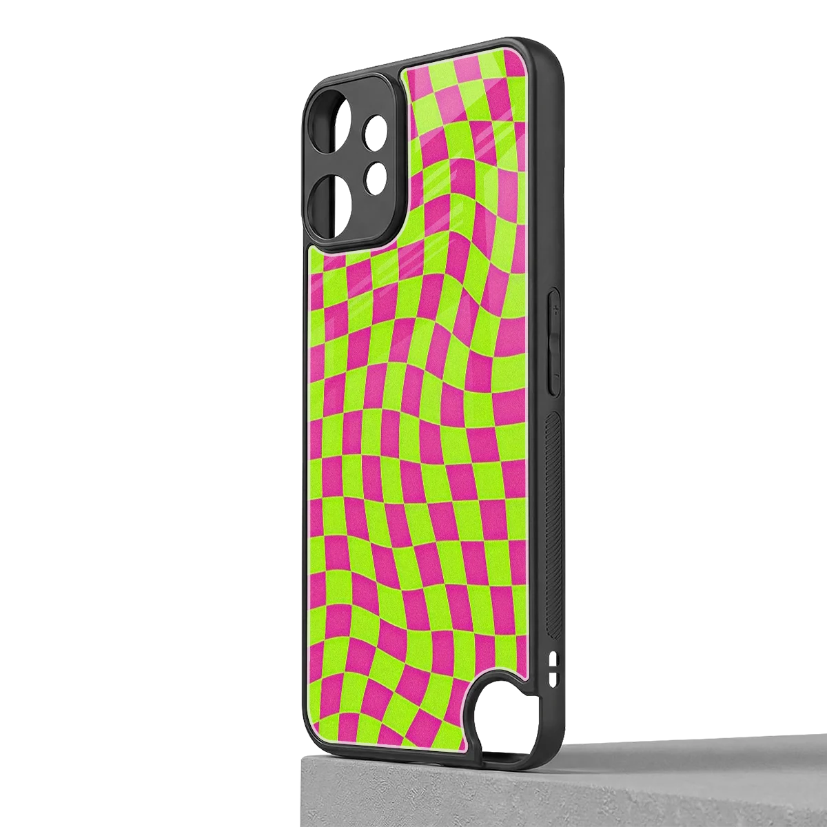 Trippy Green Pink Checkers cmf nothing phone 2 pro mobile cover | shockproof glass phone case