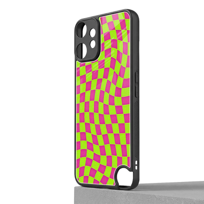 Trippy Green Pink Checkers cmf nothing phone 2 pro mobile cover | shockproof glass phone case