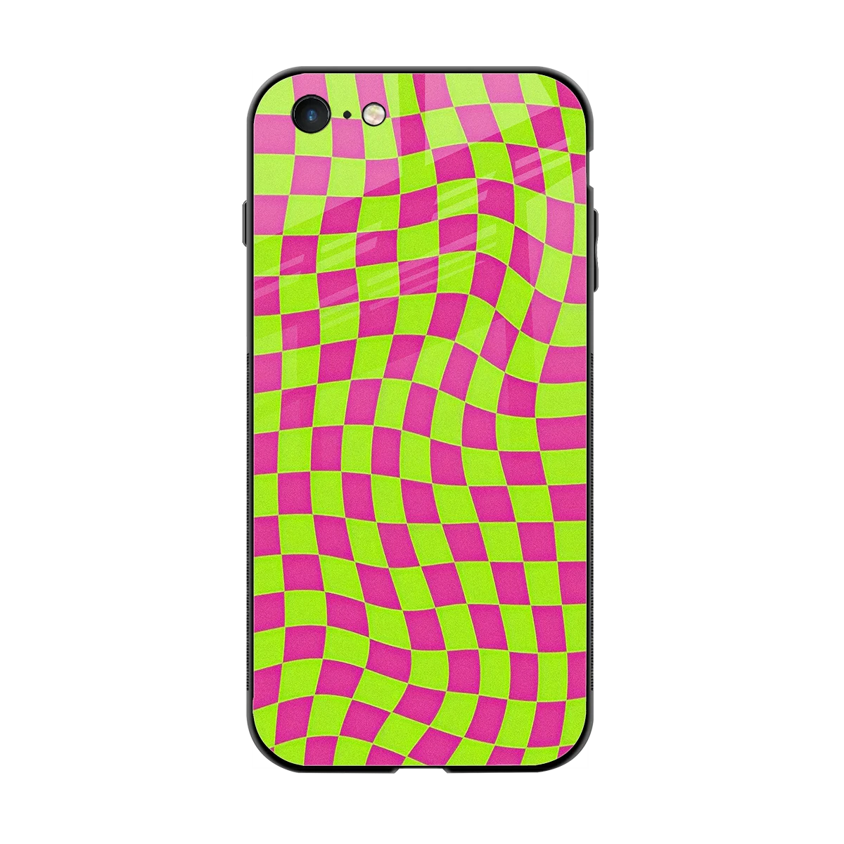 Trippy Green Pink Checkers back phone cover | glass case for iphone 6s plus