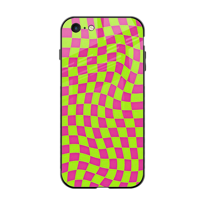 Trippy Green Pink Checkers back phone cover | glass case for iphone 6s plus