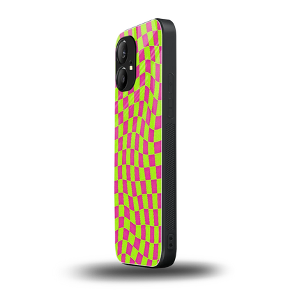 Trippy Green Pink Checkers nothing phone 1 mobile cover | shockproof glass phone case