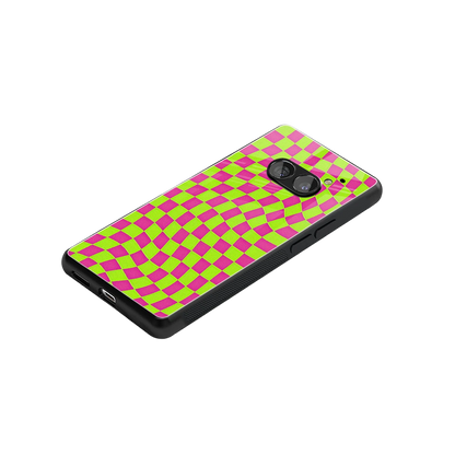 Trippy Green Pink Checkers stylish phone case for nothing phone 2a | glossy glass and slim fit