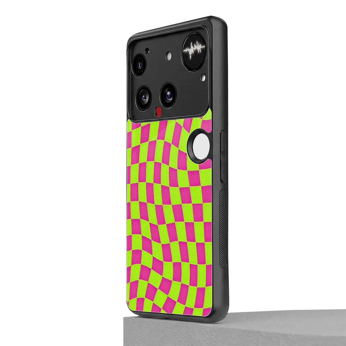 Trippy Green Pink Checkers nothing phone 3 mobile cover | shockproof glass phone case
