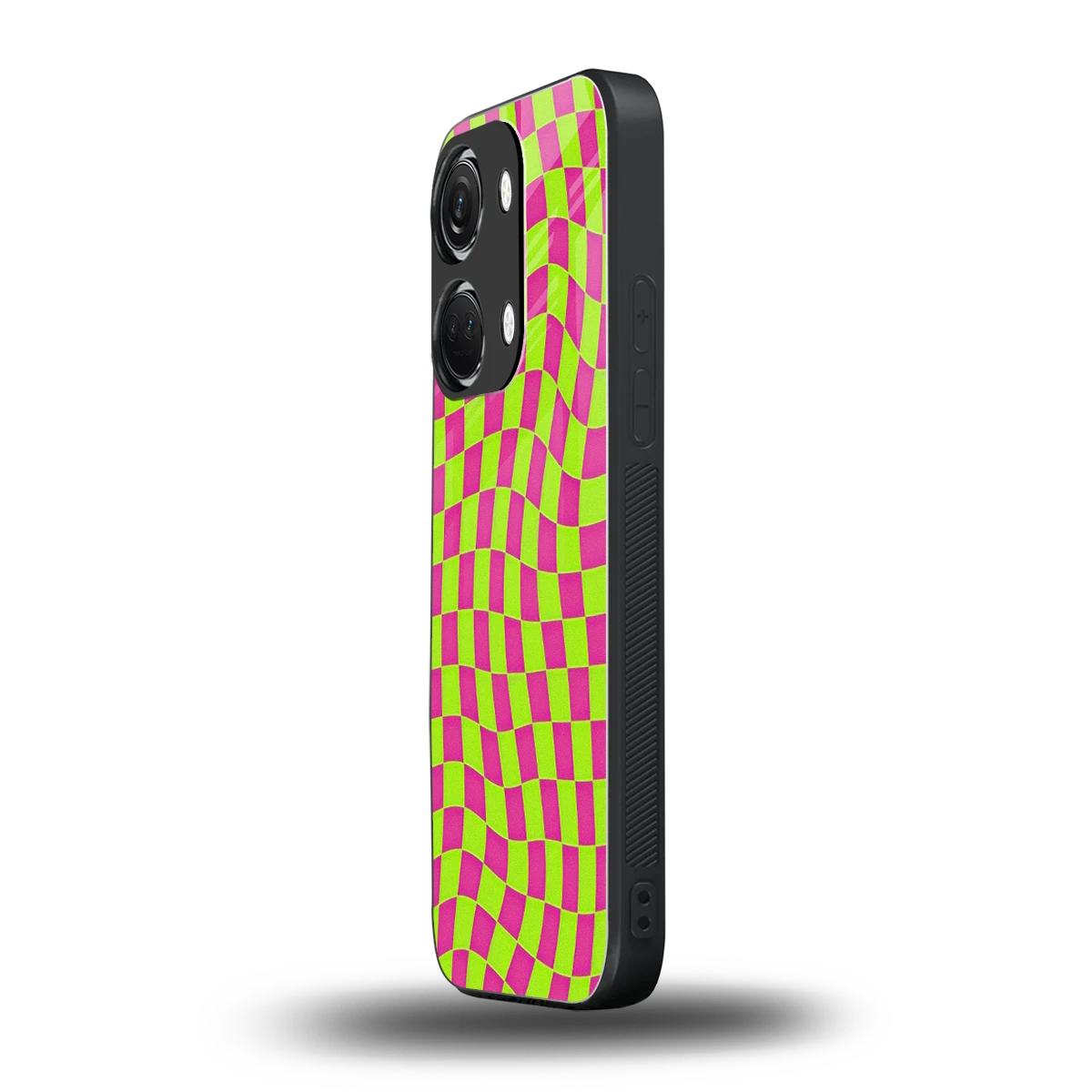Trippy Green Pink Checkers oneplus nord 3 mobile cover | shockproof glass phone case