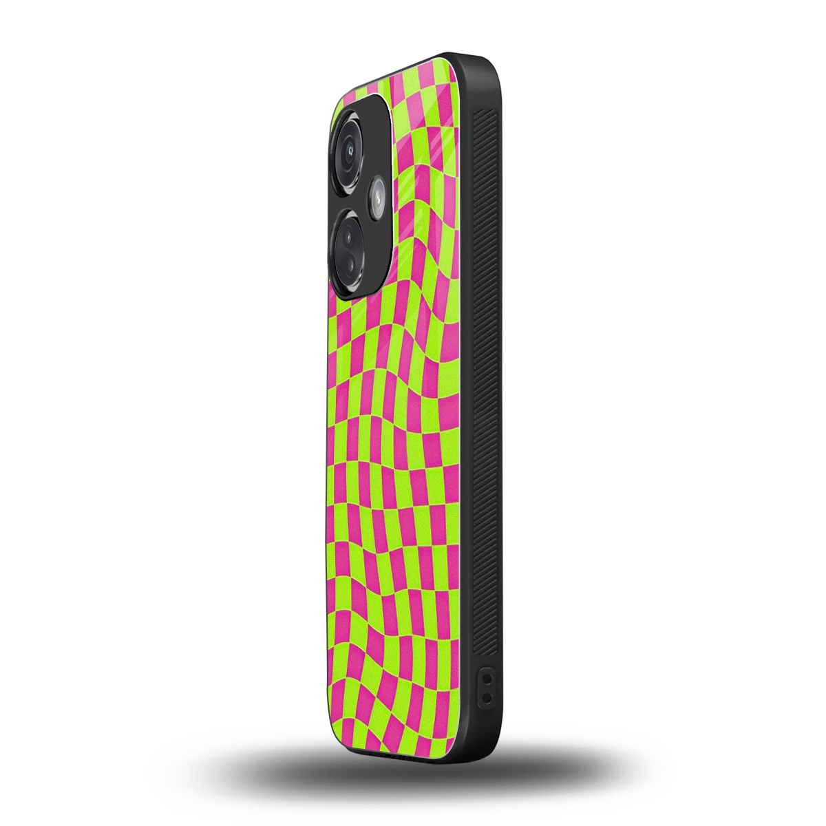Trippy Green Pink Checkers oneplus nord ce 3 mobile cover | shockproof glass phone case