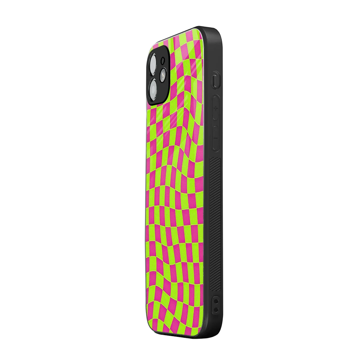 Trippy Green Pink Checkers iphone 11 mobile cover | shockproof glass phone case