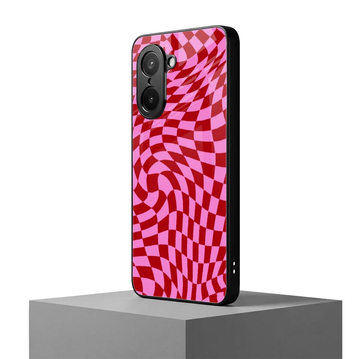 Trippy Pink Checkers oneplus nord ce5 5g mobile cover | shockproof glass phone case
