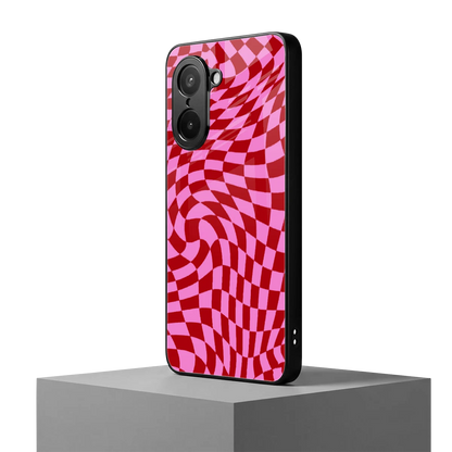 Trippy Pink Checkers oneplus nord ce5 5g mobile cover | shockproof glass phone case