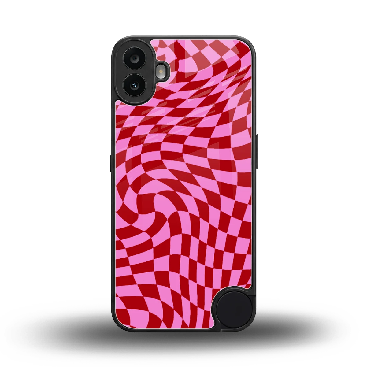Trippy Pink Checkers back phone cover | glass case for cmf nothing phone 1