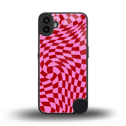 Trippy Pink Checkers back phone cover | glass case for cmf nothing phone 1
