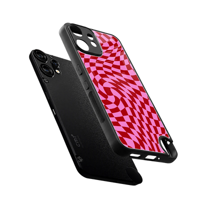 Trippy Pink Checkers sleek cmf nothing phone 2 pro cover with tempered glass back and TPU edges