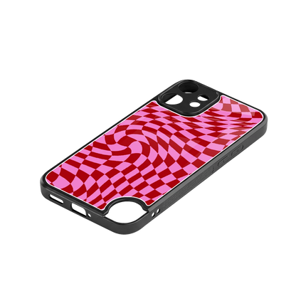 Trippy Pink Checkers stylish phone case for cmf nothing phone 2 pro | glossy glass and slim fit