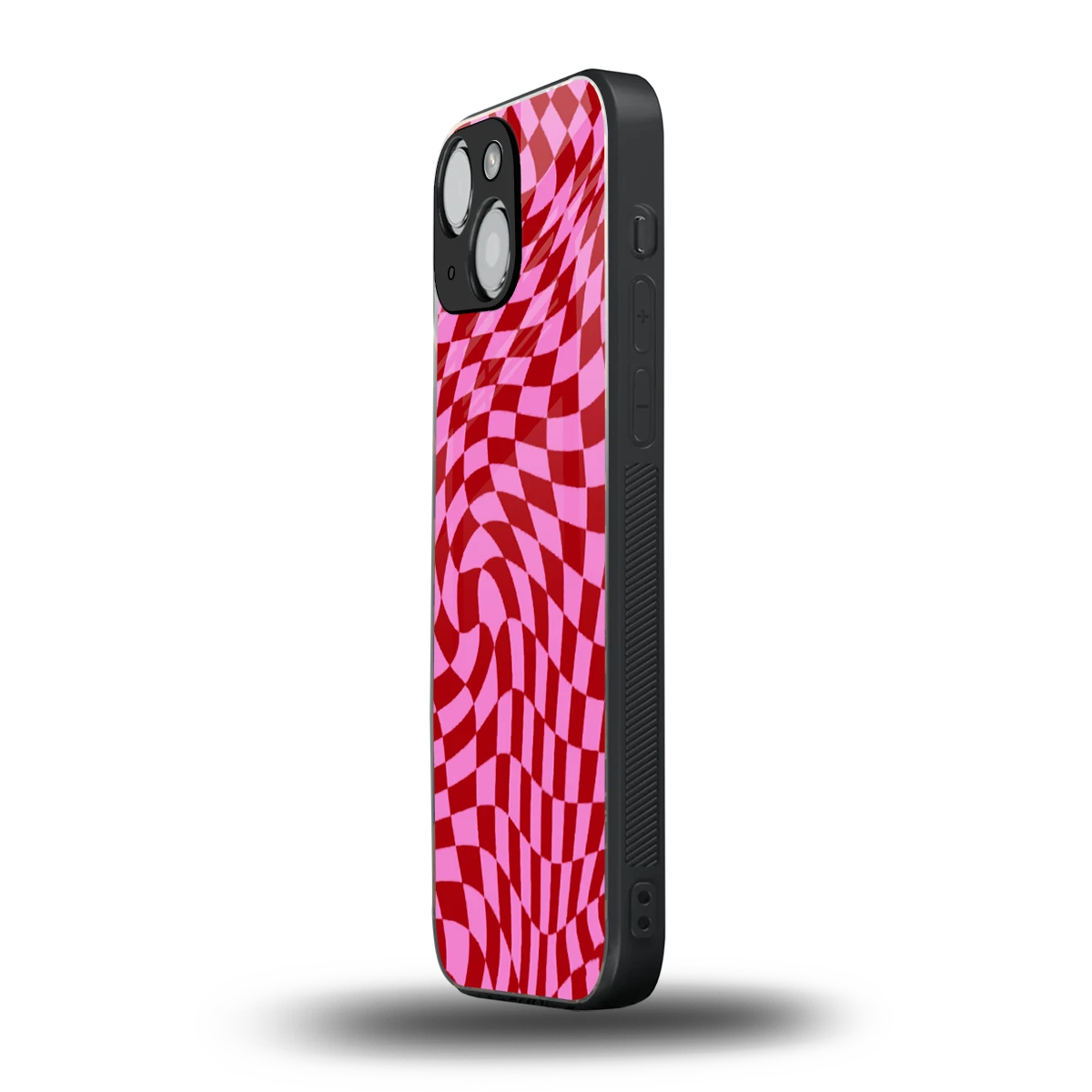Trippy Pink Checkers iphone 13 mini mobile cover | shockproof glass phone case