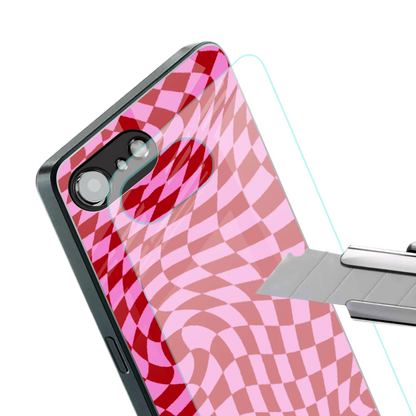 Trippy Pink Checkers stylish phone case for iphone 16e | glossy glass and slim fit