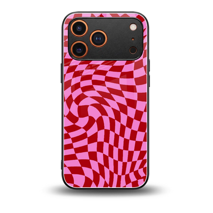 Trippy Pink Checkers back phone cover | glass case for iphone 17 pro