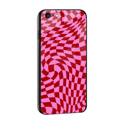 Trippy Pink Checkers sleek iphone 6s plus cover with tempered glass back and TPU edges