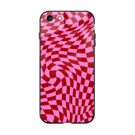 Trippy Pink Checkers back phone cover | glass case for iphone 6