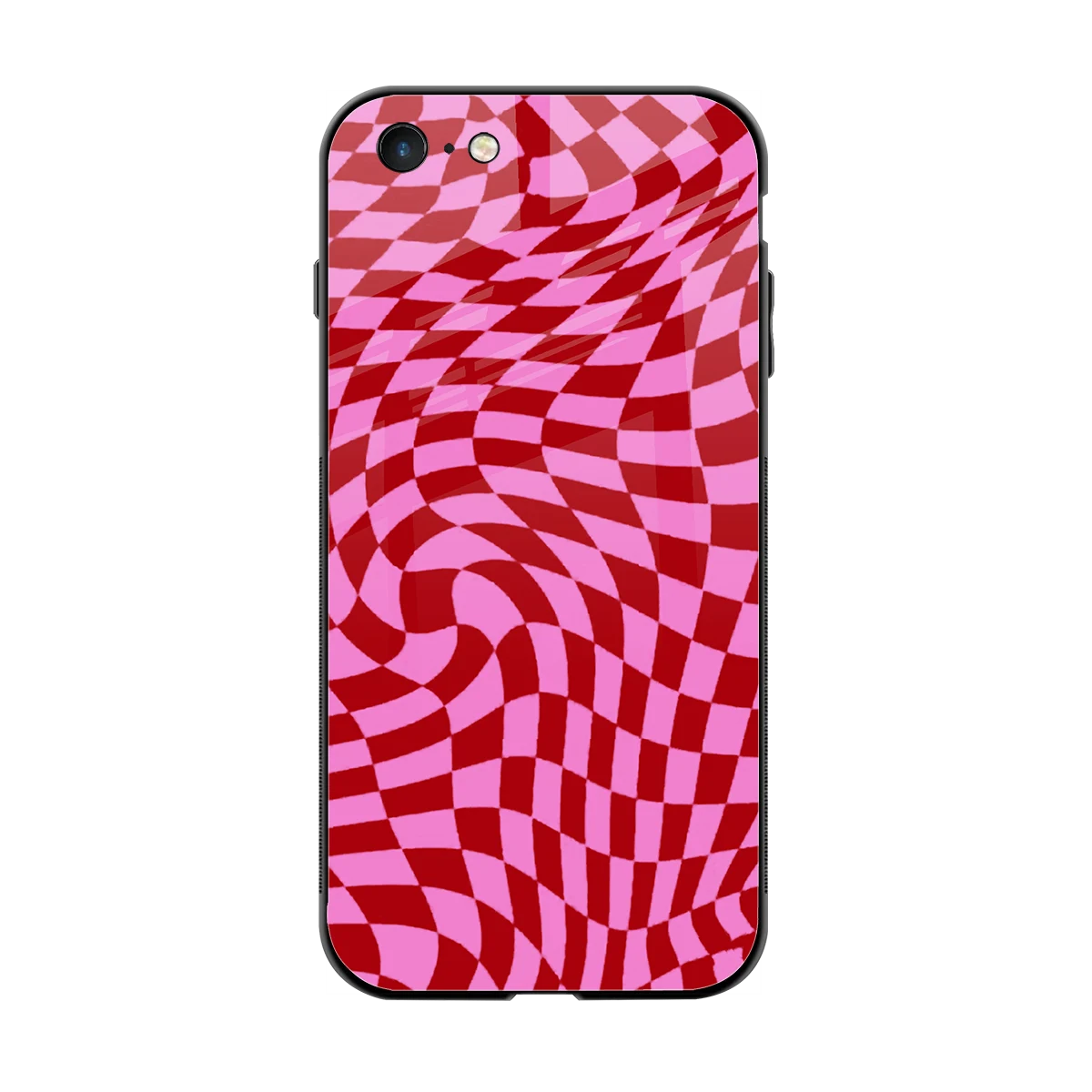 Trippy Pink Checkers back phone cover | glass case for iphone 6s plus