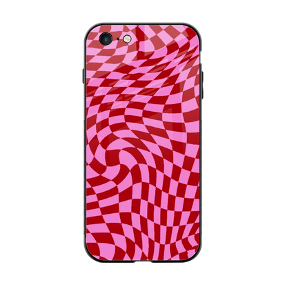 Trippy Pink Checkers back phone cover | glass case for iphone 6s plus