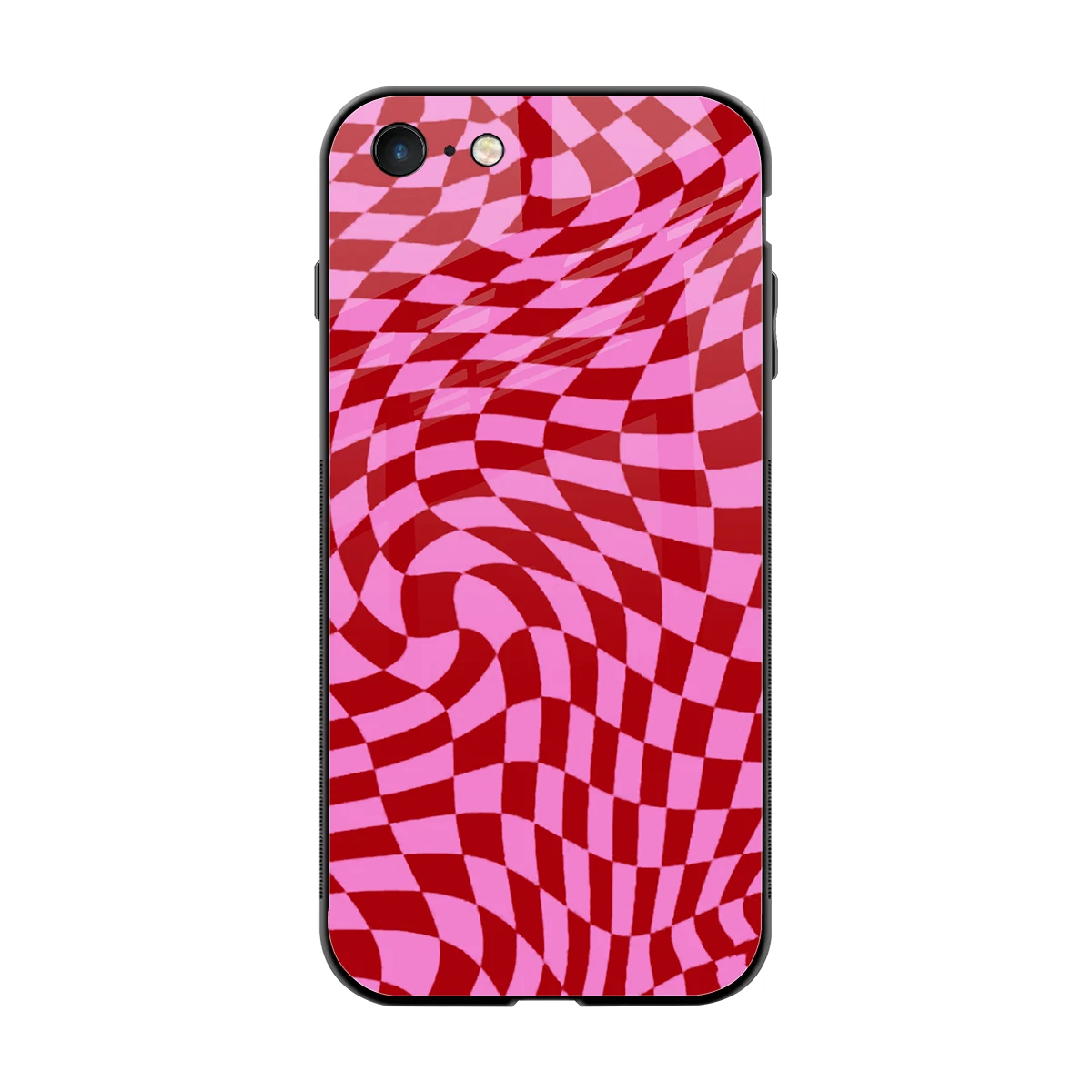 Trippy Pink Checkers back phone cover | glass case for iphone 7