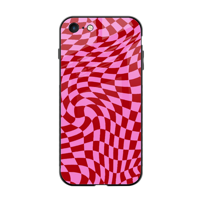 Trippy Pink Checkers back phone cover | glass case for iphone 7