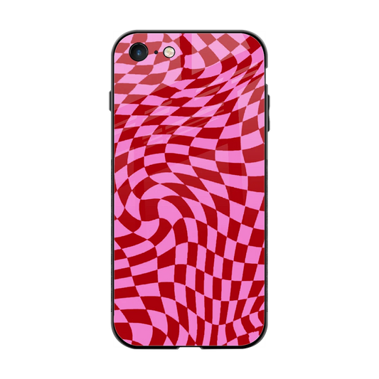 Trippy Pink Checkers back phone cover | glass case for iphone 7