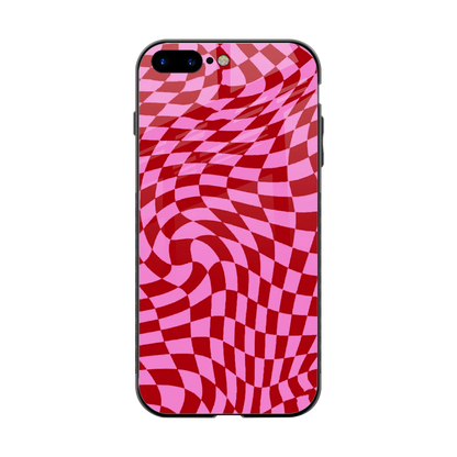 Trippy Pink Checkers back phone cover | glass case for iphone 7 plus