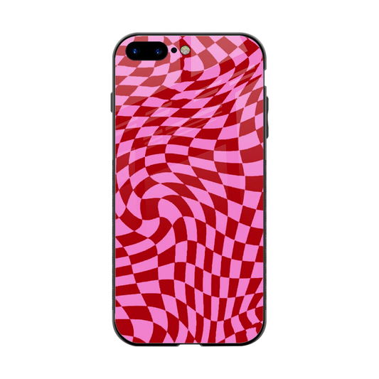 Trippy Pink Checkers back phone cover | glass case for iphone 8 plus