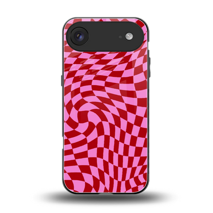 Trippy Pink Checkers back phone cover | glass case for iphone air