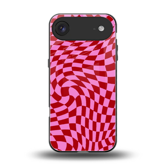 Trippy Pink Checkers back phone cover | glass case for iphone air