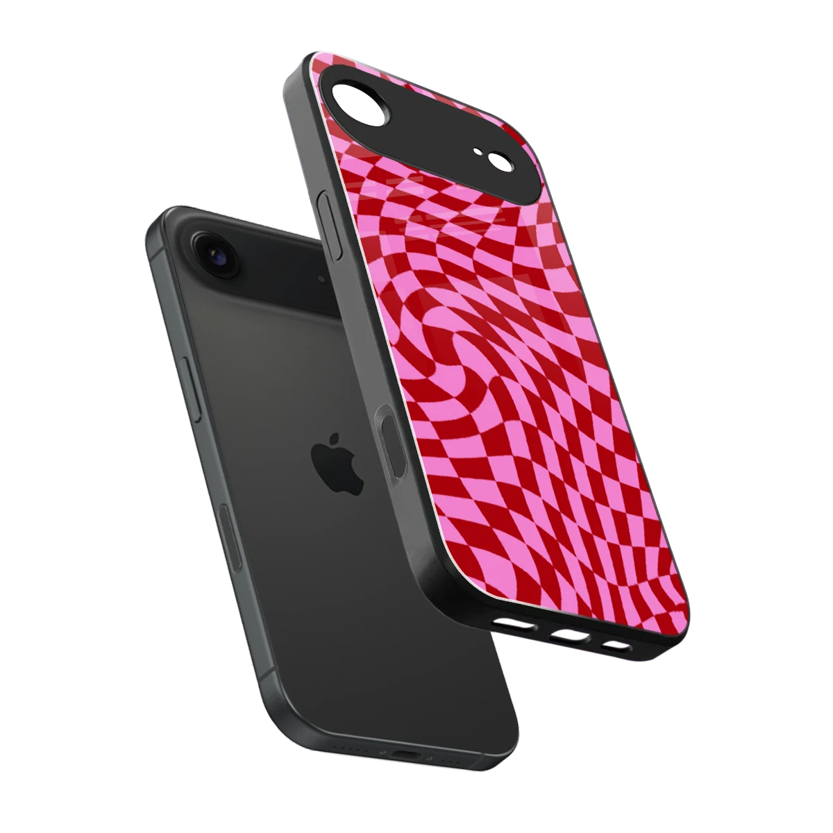 Trippy Pink Checkers sleek iphone air cover with tempered glass back and TPU edges