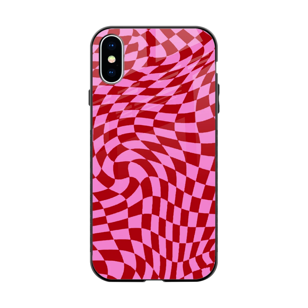 Trippy Pink Checkers back phone cover | glass case for iphone x
