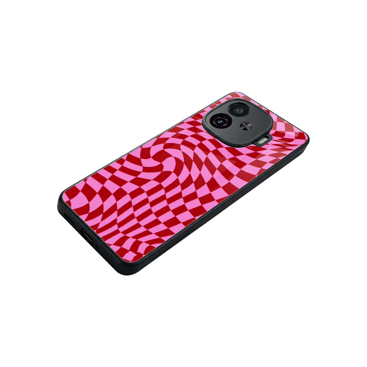 Trippy Pink Checkers stylish phone case for iqoo neo 10r 5g | glossy glass and slim fit