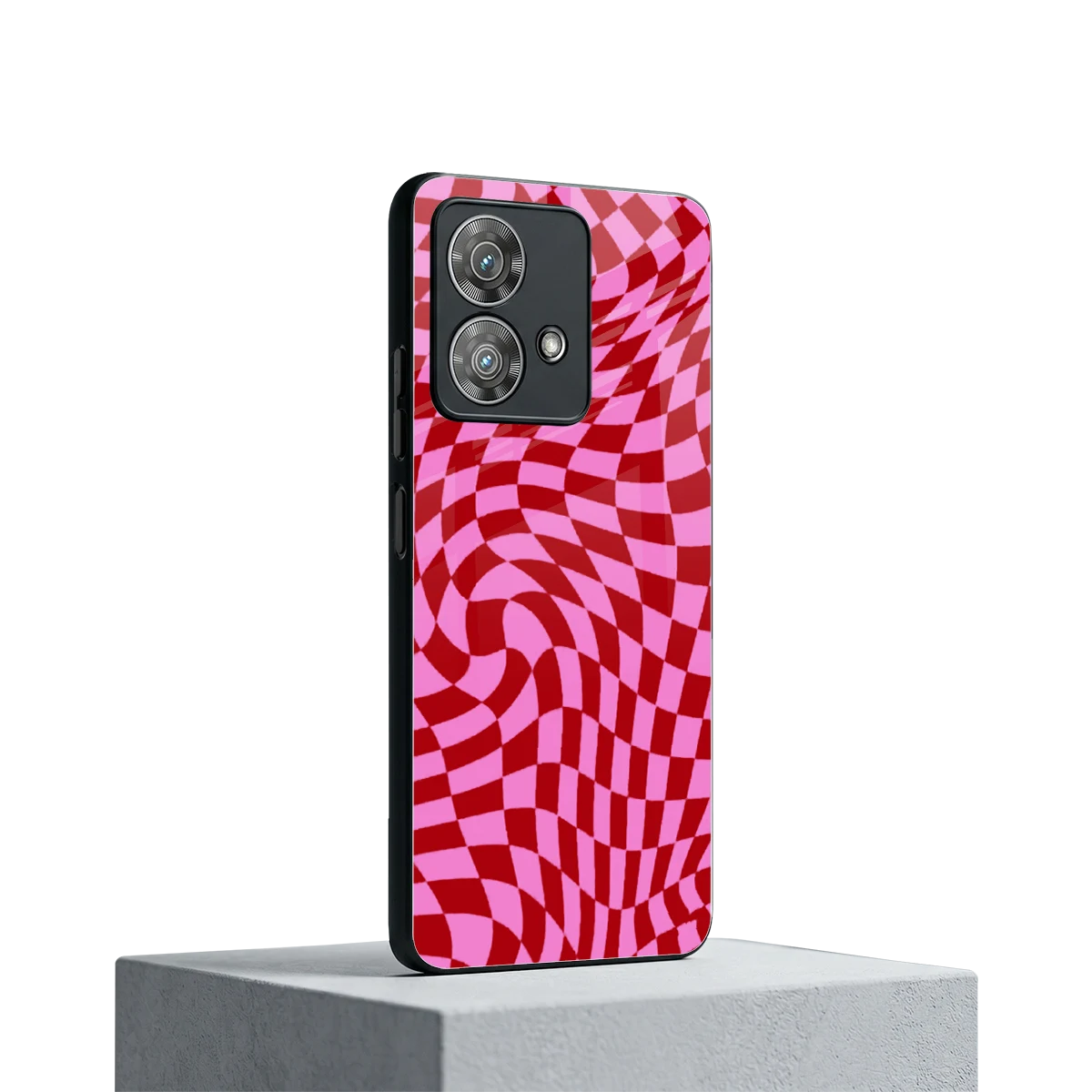 Trippy Pink Checkers motorola edge 40 neo 5g mobile cover | shockproof glass phone case