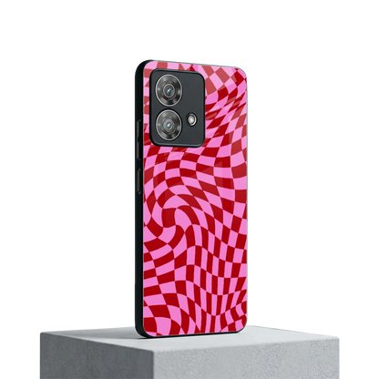Trippy Pink Checkers motorola edge 40 neo 5g mobile cover | shockproof glass phone case