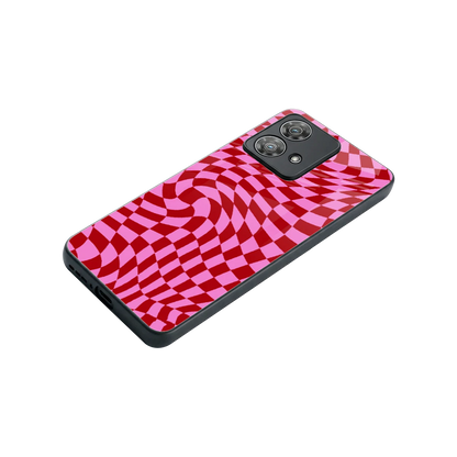 Trippy Pink Checkers stylish phone case for motorola edge 40 neo 5g | glossy glass and slim fit