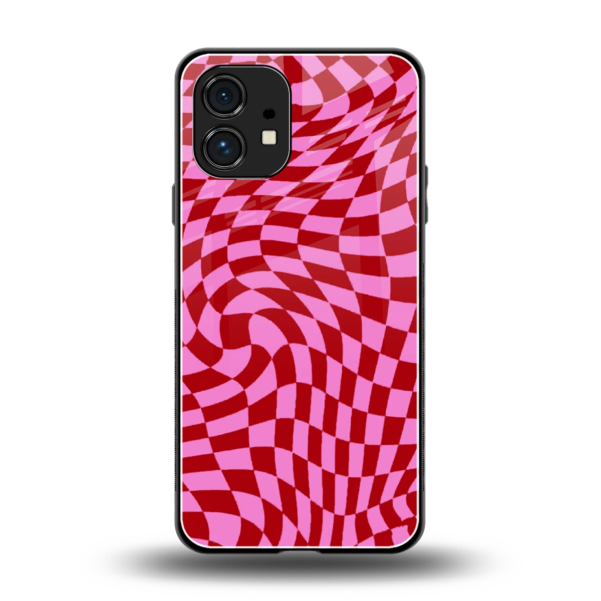 Trippy Pink Checkers back phone cover | glass case for nothing phone 1