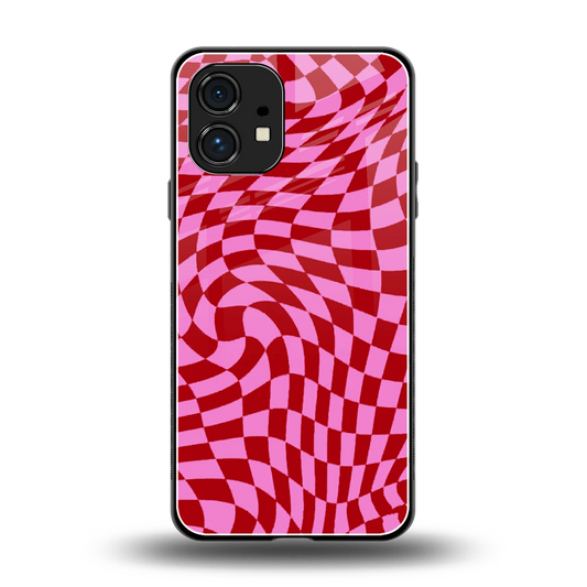 Trippy Pink Checkers back phone cover | glass case for nothing phone 1