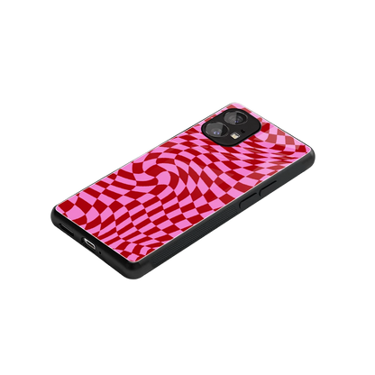 Trippy Pink Checkers stylish phone case for nothing phone 1 | glossy glass and slim fit