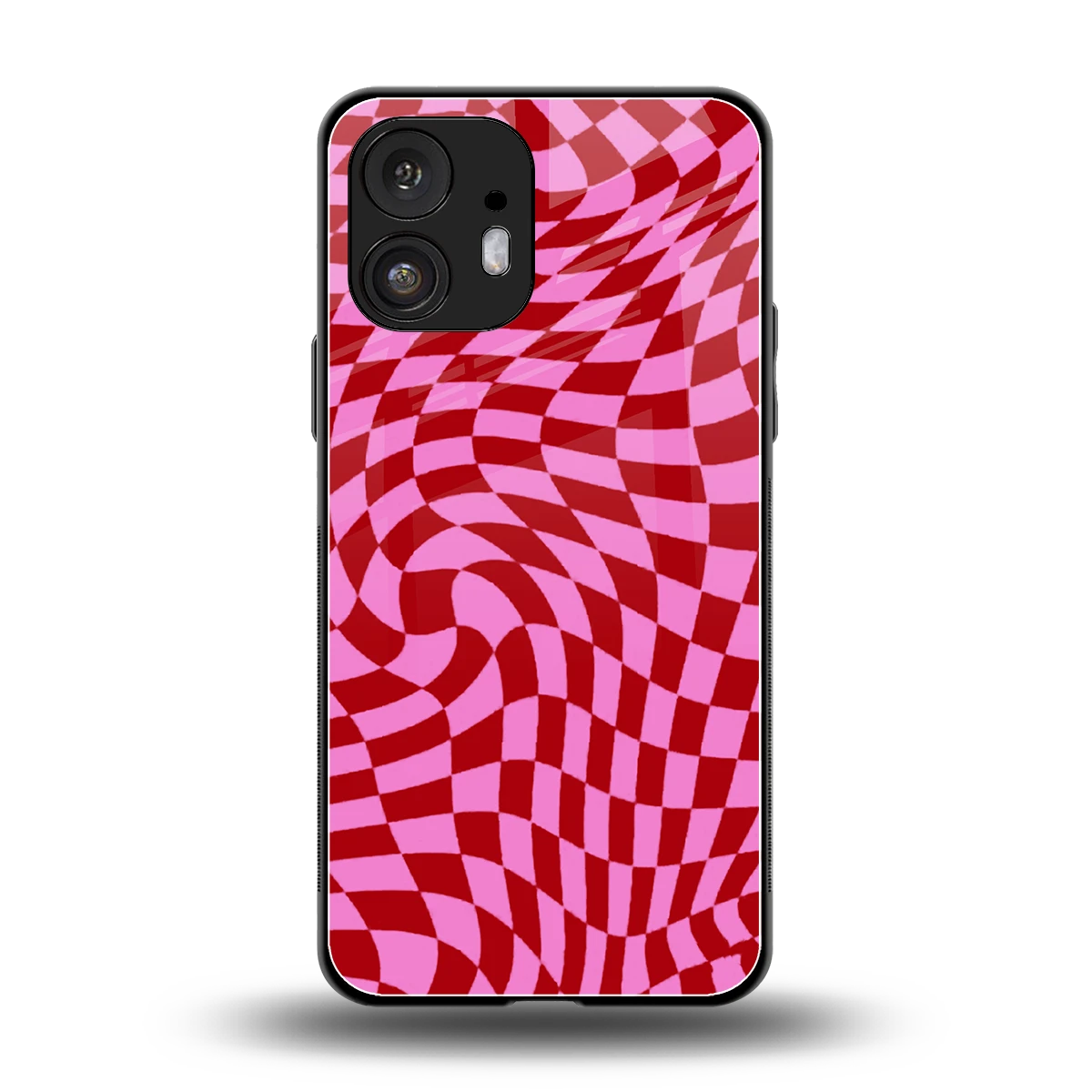 Trippy Pink Checkers back phone cover | glass case for nothing phone 2