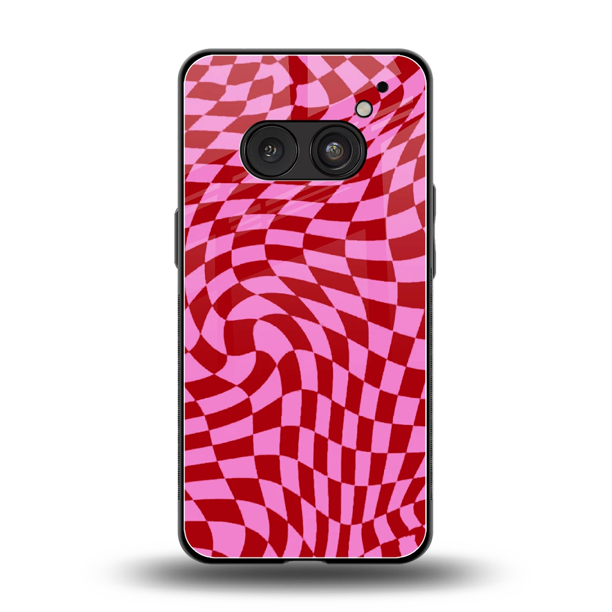 Trippy Pink Checkers back phone cover | glass case for nothing phone 2a
