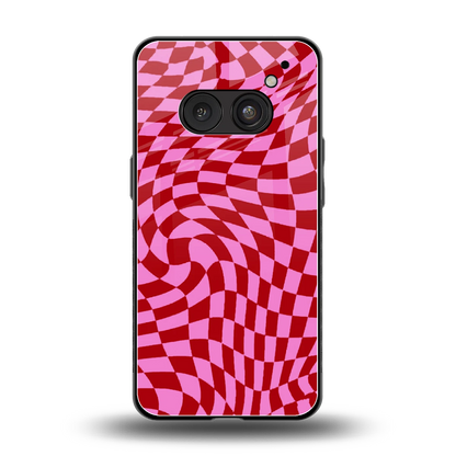 Trippy Pink Checkers back phone cover | glass case for nothing phone 2a