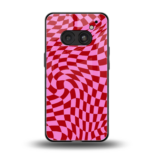Trippy Pink Checkers back phone cover | glass case for nothing phone 2a