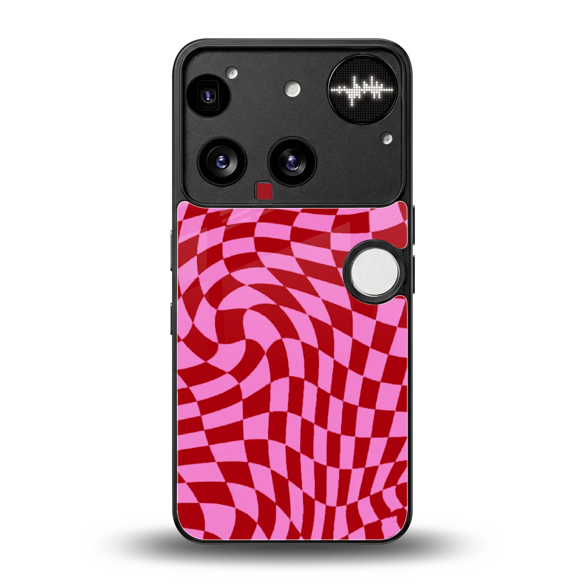 Trippy Pink Checkers back phone cover | glass case for nothing phone 3