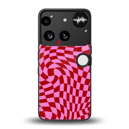 Trippy Pink Checkers back phone cover | glass case for nothing phone 3