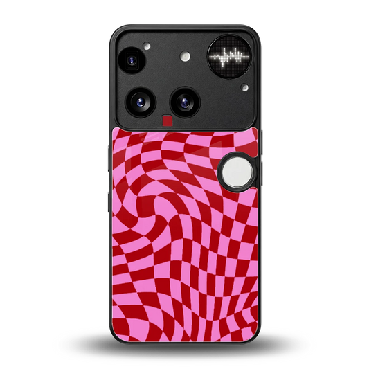 Trippy Pink Checkers back phone cover | glass case for nothing phone 3