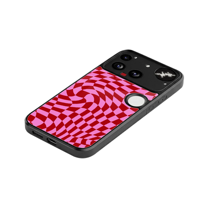 Trippy Pink Checkers stylish phone case for nothing phone 3 | glossy glass and slim fit
