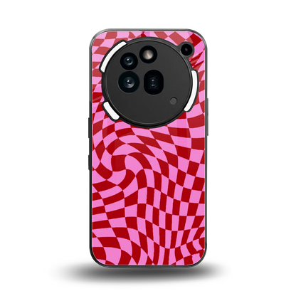 Trippy Pink Checkers back phone cover | glass case for nothing phone 3a pro