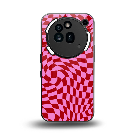 Trippy Pink Checkers back phone cover | glass case for nothing phone 3a pro
