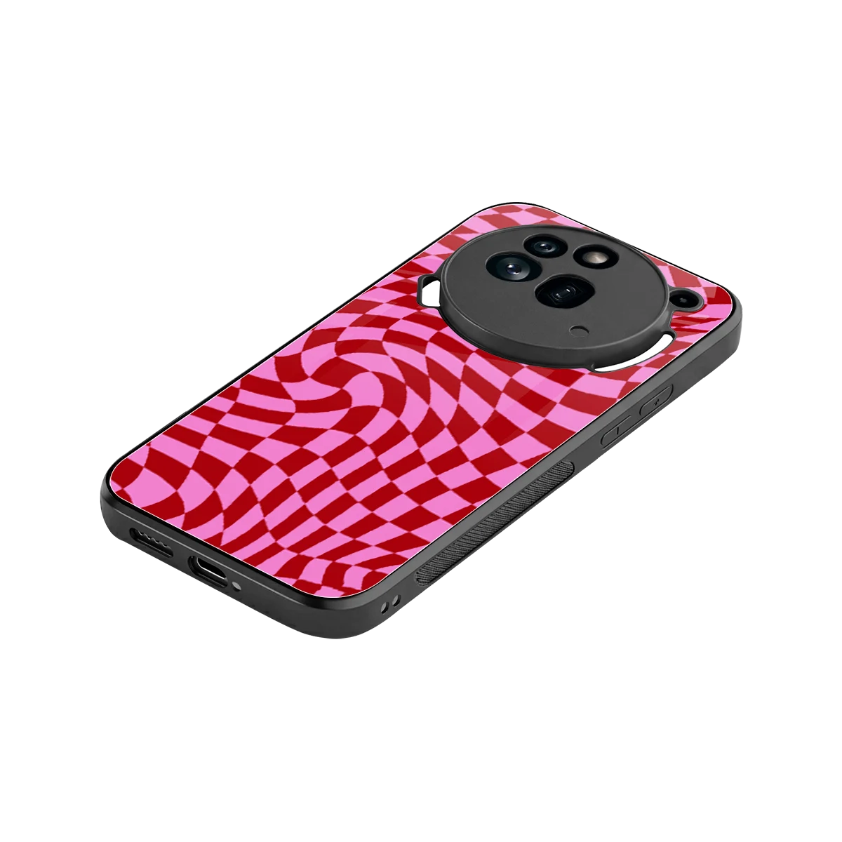 Trippy Pink Checkers stylish phone case for nothing phone 3a pro | glossy glass and slim fit